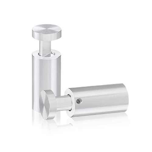 3/4'' Diameter X 1-1/2'' Barrel Length, Aluminum Clear Shiny Anodized Finish. Easy Fasten Adjustable Edge Grip Standoff (For Inside Use Only)