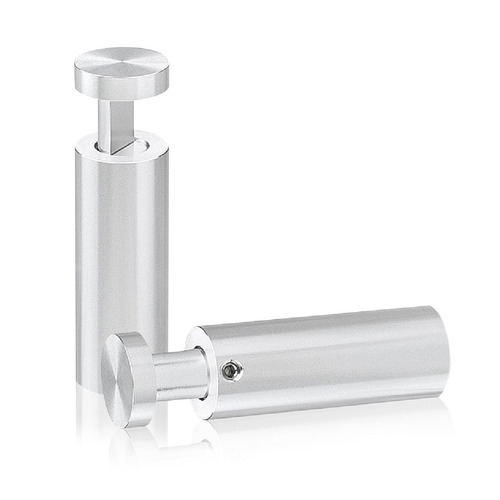 3/4'' Diameter X 2'' Barrel Length, Aluminum Clear Shiny Anodized Finish. Easy Fasten Adjustable Edge Grip Standoff (For Inside Use Only)