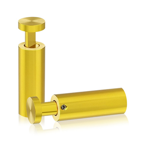 3/4'' Diameter X 2''  Barrel Length, Aluminum Gold Anodized Finish. Easy Fasten Adjustable Edge Grip Standoff (For Inside Use Only)