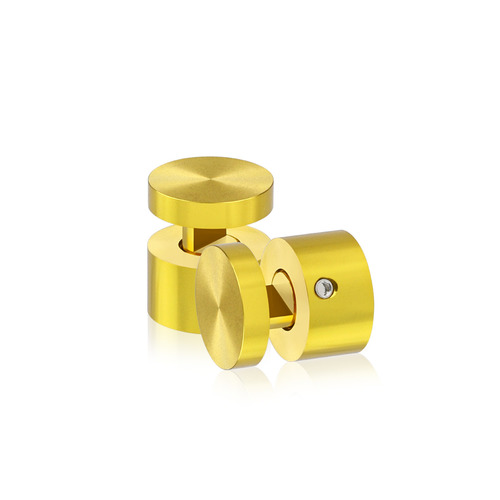7/8'' Diameter X 1/2''  Barrel Length, Aluminum Gold Anodized Finish. Easy Fasten Adjustable Edge Grip Standoff (For Inside Use Only)