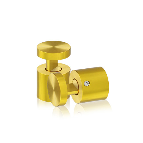 7/8'' Diameter X 3/4''  Barrel Length, Aluminum Gold Anodized Finish. Easy Fasten Adjustable Edge Grip Standoff (For Inside Use Only)