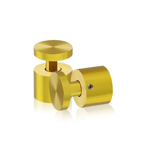 1'' Diameter X 3/4''  Barrel Length, Aluminum Gold Anodized Finish. Easy Fasten Adjustable Edge Grip Standoff (For Inside Use Only)