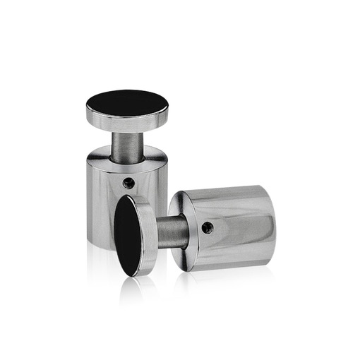 1'' Diameter X 1'' Barrel Length, Stainless Steel Polished Finish. Easy Fasten Adjustable Edge Grip Standoff (For Inside Use Only)