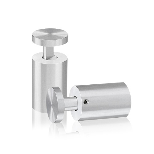 1'' Diameter X 1-1/2'' Barrel Length, Aluminum Clear Shiny Anodized Finish. Easy Fasten Adjustable Edge Grip Standoff (For Inside Use Only)