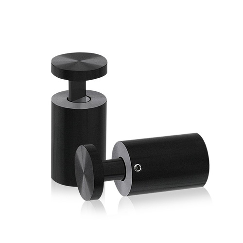 1'' Diameter X 1-1/2''  Barrel Length, Aluminum Black Anodized Finish. Easy Fasten Adjustable Edge Grip Standoff (For Inside Use Only)