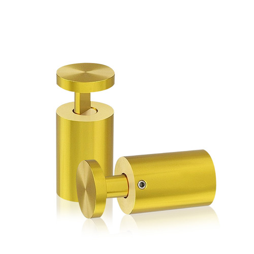 1'' Diameter X 1-1/2''  Barrel Length, Aluminum Gold Anodized Finish. Easy Fasten Adjustable Edge Grip Standoff (For Inside Use Only)