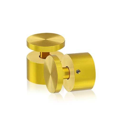 1-1/4'' Diameter X 3/4''  Barrel Length, Aluminum Gold Anodized Finish. Easy Fasten Adjustable Edge Grip Standoff (For Inside Use Only)