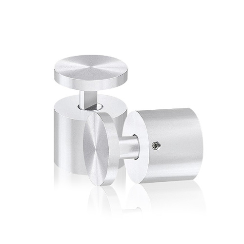 1-1/4'' Diameter X 1'' Barrel Length, Aluminum Clear Shiny Anodized Finish. Easy Fasten Adjustable Edge Grip Standoff (For Inside Use Only)