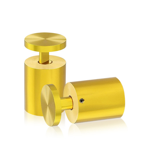 1-1/4'' Diameter X 1-1/2''  Barrel Length, Aluminum Gold Anodized Finish. Easy Fasten Adjustable Edge Grip Standoff (For Inside Use Only)