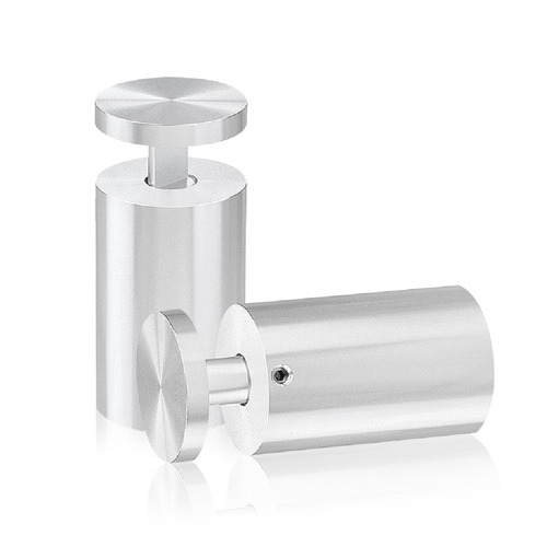 1-1/4'' Diameter X 2'' Barrel Length, Aluminum Clear Shiny Anodized Finish. Easy Fasten Adjustable Edge Grip Standoff (For Inside Use Only)