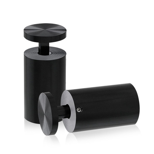1-1/4'' Diameter X 2''  Barrel Length, Aluminum Black Anodized Finish. Easy Fasten Adjustable Edge Grip Standoff (For Inside Use Only)