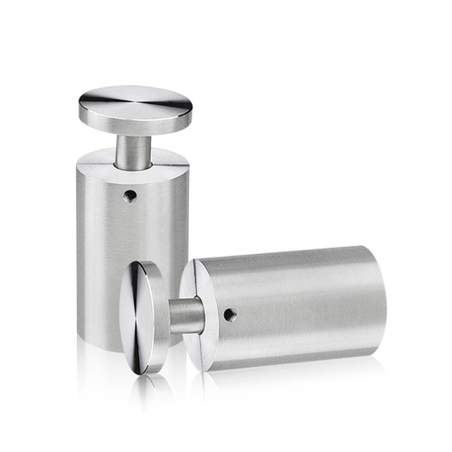 1-1/4'' Diameter X 2'' Barrel Length, Stainless Steel Satin Brushed Finish. Easy Fasten Adjustable Edge Grip Standoff (For Inside Use Only)