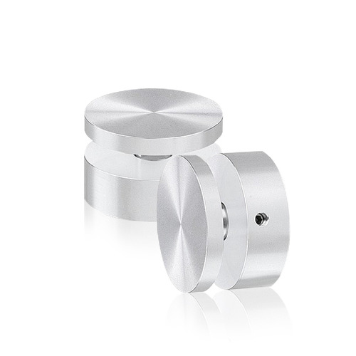 1-1/2'' Diameter X 1/2'' Barrel Length, Aluminum Clear Shiny Anodized Finish. Easy Fasten Adjustable Edge Grip Standoff (For Inside Use Only)