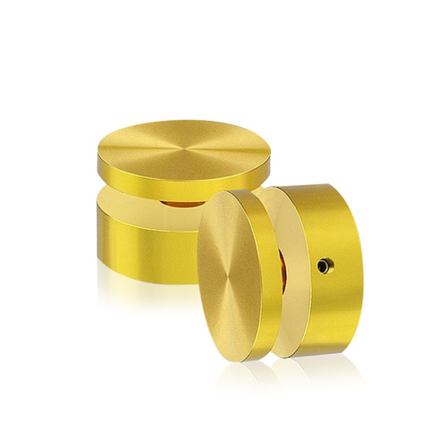 1-1/2'' Diameter X 1/2''  Barrel Length, Aluminum Gold Anodized Finish. Easy Fasten Adjustable Edge Grip Standoff (For Inside Use Only)