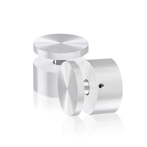 1-1/2'' Diameter X 3/4'' Barrel Length, Aluminum Clear Shiny Anodized Finish. Easy Fasten Adjustable Edge Grip Standoff (For Inside Use Only)