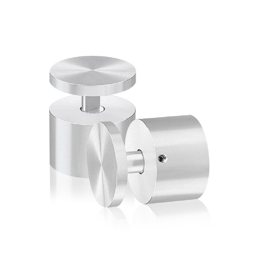 1-1/2'' Diameter X 1'' Barrel Length, Aluminum Clear Shiny Anodized Finish. Easy Fasten Adjustable Edge Grip Standoff (For Inside Use Only)