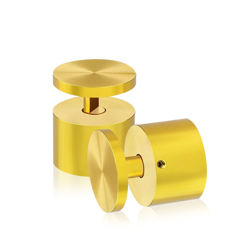 1-1/2'' Diameter X 1''  Barrel Length, Aluminum Gold Anodized Finish. Easy Fasten Adjustable Edge Grip Standoff (For Inside Use Only)
