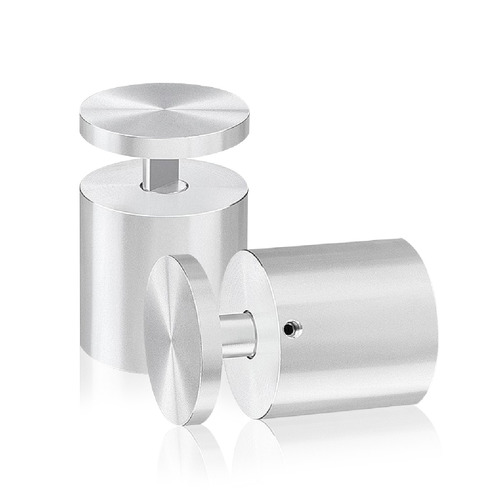 1-1/2'' Diameter X 1-1/2'' Barrel Length, Aluminum Clear Shiny Anodized Finish. Easy Fasten Adjustable Edge Grip Standoff (For Inside Use Only)