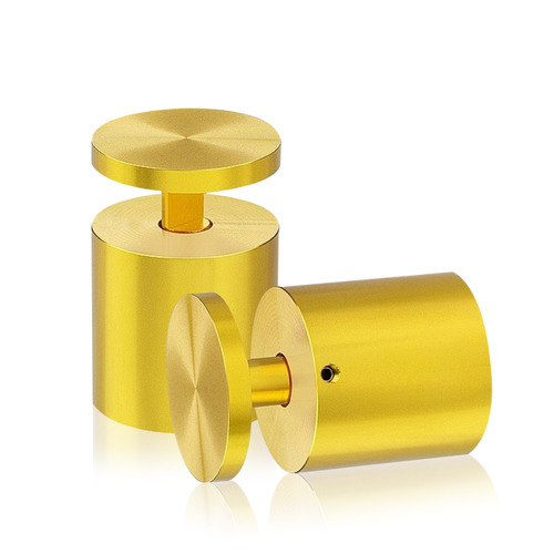 1-1/2'' Diameter X 1-1/2''  Barrel Length, Aluminum Gold Anodized Finish. Easy Fasten Adjustable Edge Grip Standoff (For Inside Use Only)