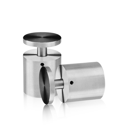 1-1/2'' Diameter X 1-1/2'' Barrel Length, Stainless Steel Satin Brushed Finish. Easy Fasten Adjustable Edge Grip Standoff (For Inside Use Only)