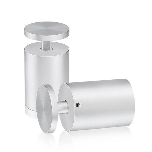 1-1/2'' Diameter X 2'' Barrel Length, Aluminum Clear Anodized Finish. Easy Fasten Adjustable Edge Grip Standoff (For Inside Use Only)