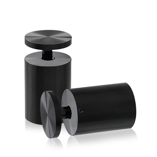 1-1/2'' Diameter X 2''  Barrel Length, Aluminum Black Anodized Finish. Easy Fasten Adjustable Edge Grip Standoff (For Inside Use Only)