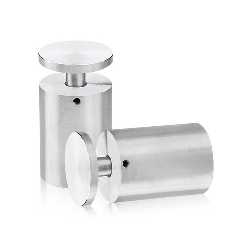1-1/2'' Diameter X 2'' Barrel Length, Stainless Steel Satin Brushed Finish. Easy Fasten Adjustable Edge Grip Standoff (For Inside Use Only)