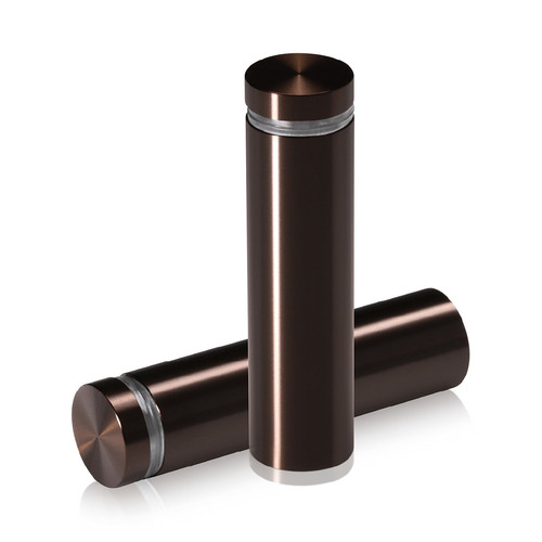 3/4'' Diameter X 2-1/2'' Barrel Length, Aluminum Flat Head Standoffs, Bronze Anodized Finish Easy Fasten Standoff (For Inside / Outside use) Tamper Proof Standoff [Required Material Hole Size: 7/16'']