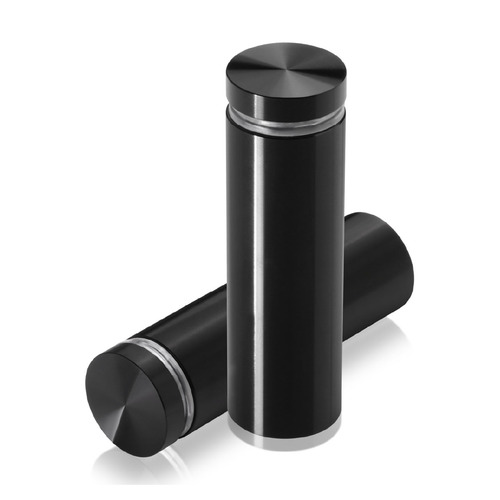 7/8'' Diameter X 2-1/2'' Barrel Length, Aluminum Flat Head Standoffs, Black Anodized Finish Easy Fasten Standoff (For Inside / Outside use) Tamper Proof Standoff [Required Material Hole Size: 7/16'']