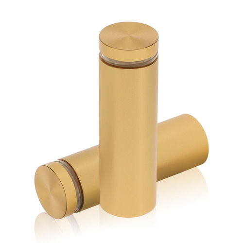 7/8'' Diameter X 2-1/2'' Barrel Length, Aluminum Flat Head Standoffs, Champagne Anodized Finish Easy Fasten Standoff (For Inside / Outside use) Tamper Proof Standoff [Required Material Hole Size: 7/16'']