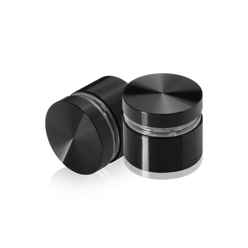 1'' Diameter X 1/2'' Barrel Length, Aluminum Flat Head Standoffs, Black Anodized Finish Easy Fasten Standoff (For Inside / Outside use) Tamper Proof Standoff [Required Material Hole Size: 7/16'']