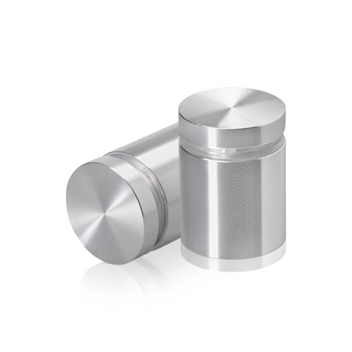 1'' Diameter X 1'' Barrel Length, Aluminum Flat Head Standoffs, Shiny Anodized Finish Easy Fasten Standoff (For Inside / Outside use) Tamper Proof Standoff [Required Material Hole Size: 7/16'']