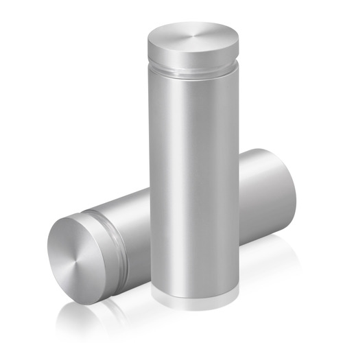 1'' Diameter X 2-1/2'' Barrel Length, Aluminum Flat Head Standoffs, Clear Anodized Finish Easy Fasten Standoff (For Inside / Outside use) Tamper Proof Standoff [Required Material Hole Size: 7/16'']