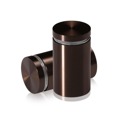 1-1/4'' Diameter X 1-3/4'' Barrel Length, Aluminum Flat Head Standoffs, Bronze Anodized Finish Easy Fasten Standoff (For Inside / Outside use) Tamper Proof Standoff [Required Material Hole Size: 7/16'']