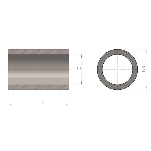 .090'' Inside Diameter, 1/8'' Outside Diameter, 7/16'' Length, Stainless Steel Plain Finish Electronic Spacer