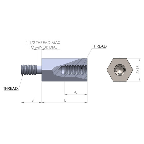 5/16'' Diameter, 1/4'' Length, Hex Male to Female Standoff, 10-32 Thread, Stainless Steel Plain Finish