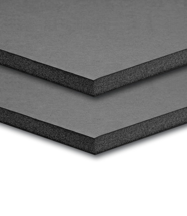 48'' W x 96'' H x 1/4'' T Triple Black FOME-COR Jetmount Dense Foam and Non-Coated Paper Facers