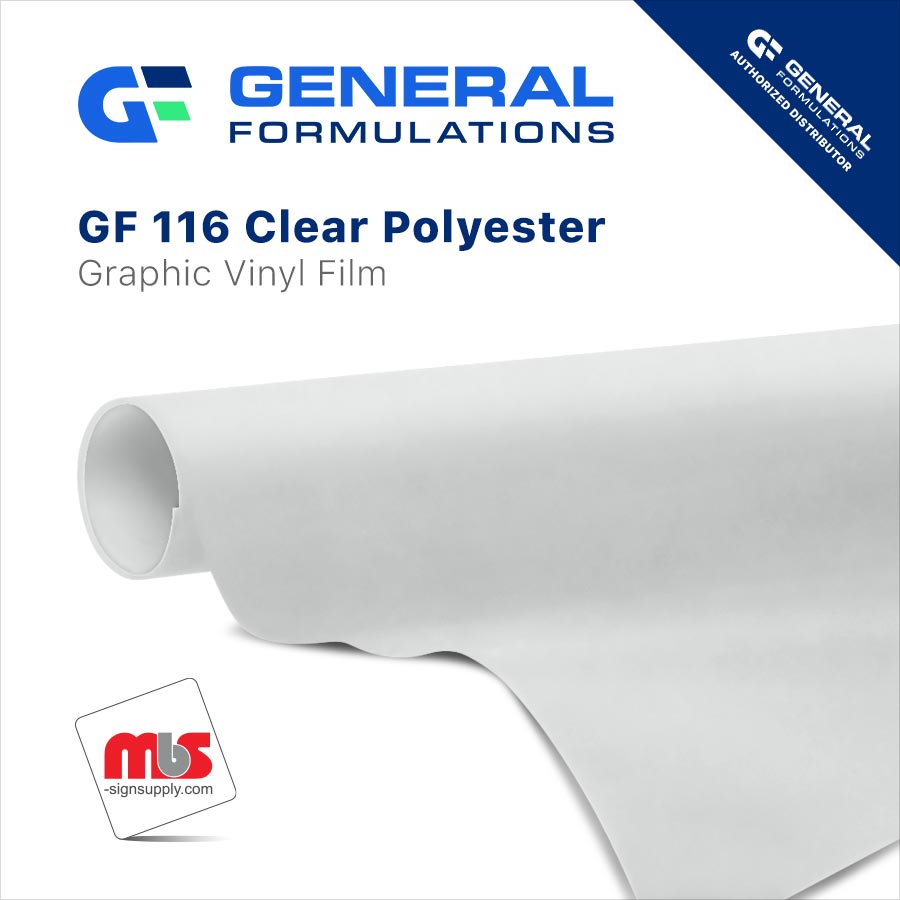 54'' x 100 Yard Roll - General Formulations 116 1 Mil Clear Polyester Double Sided 1 Year High Tack Permanent and Removable Adhesive Air Egress