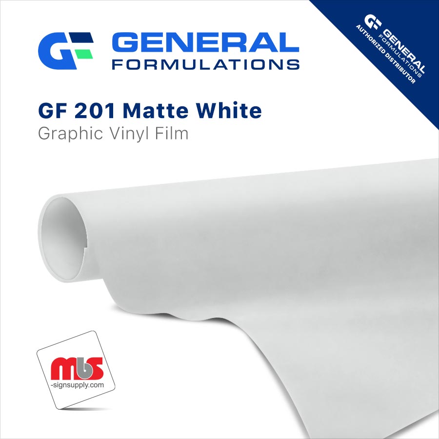 54'' x 100 Yard Roll - General Formulations 201 3.4 Mil Matte White Printable 5 Year Vinyl w/ Permanent Adhesive