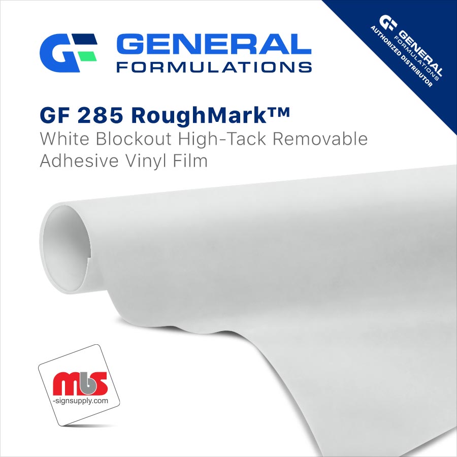 54'' x 50 Yard Roll - General Formulations 285 3.5 Mil Matte White Conformable Blockout Vinyl w/ High-tack Removable Adhesive RoughMark