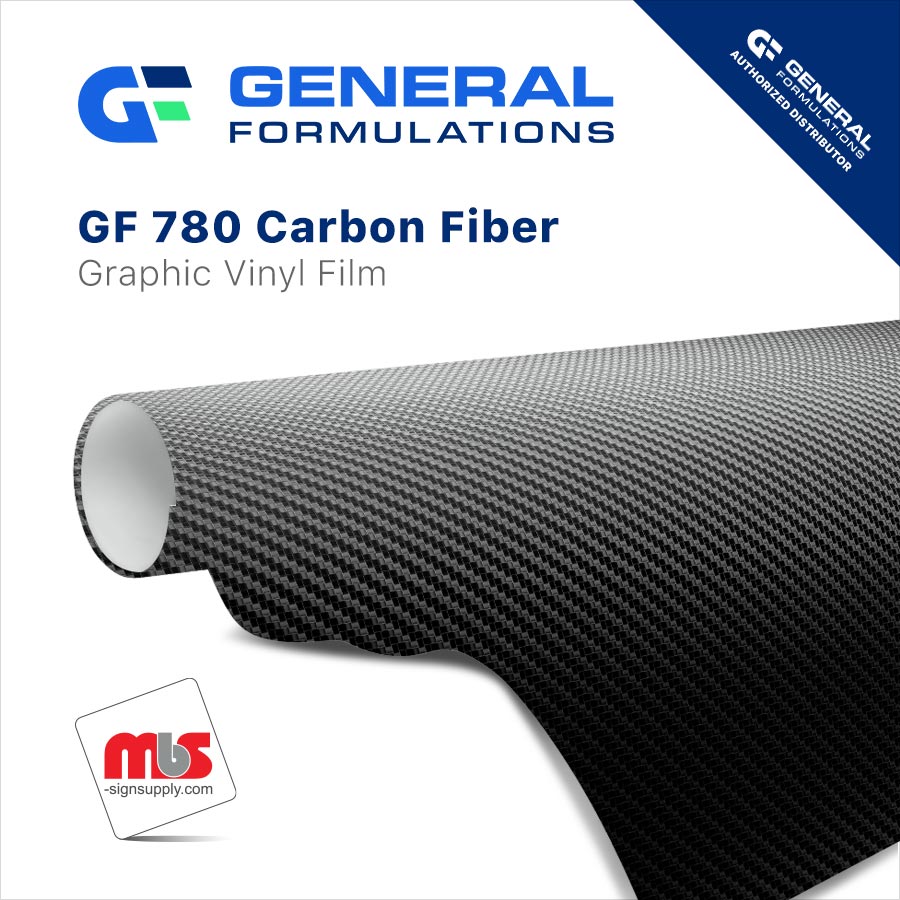 30'' x 50 Yard Roll - General Formulations 780 5.6 Mil Black Carbon Fiber Wrap Vinyl w/ Repositionable Permanent Adhesive