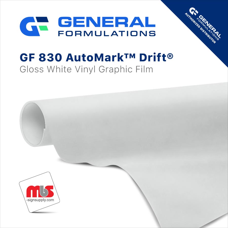 54'' x 50 Yard Roll - General Formulations 830 2 Mil Gloss White Printable 8 Year Vinyl w/ Removable Adhesive AutoMark™ Drift®