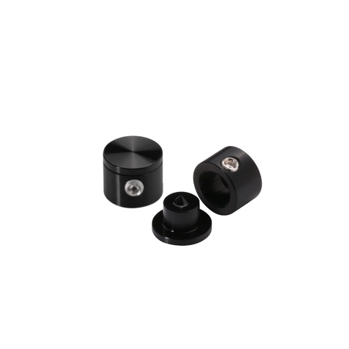 1/2'' Diameter x 1/2'' Barrel Length, Aluminum Glass Standoff Black Anodized Finish (Indoor or Outdoor Use) [Required Material Hole Size: 5/16'']