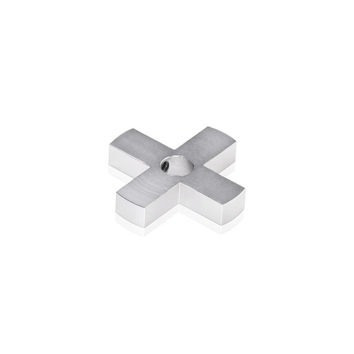 4-Way Standoffs Hub, Diameter: 1 1/2'', Thickness: 1/4'', Clear Anodized Aluminum [Required Material Hole Size: 7/16'']