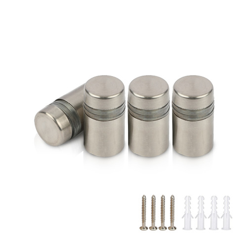 (Set of 4) 1/2'' Diameter X 1/2'' Barrel Length, Hollow Stainless Steel Brushed Finish. Easy Fasten Standoff with (4) 2208Z Screws and (4) LANC1 Anchors for concrete or drywall (For Inside Use Only) [Required Material Hole Size: 3/8'']
