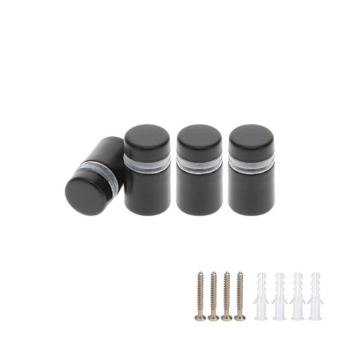 (Set of 4) 1/2'' Diameter X 1/2'' Barrel Length,  Hollow Stainless Steel Matte Black Finish. Easy Fasten Standoff with (4) 2208Z Screws and (4) LANC1 Anchors for concrete or drywall (For Inside Use Only) [Required Material Hole Size: 3/8'']