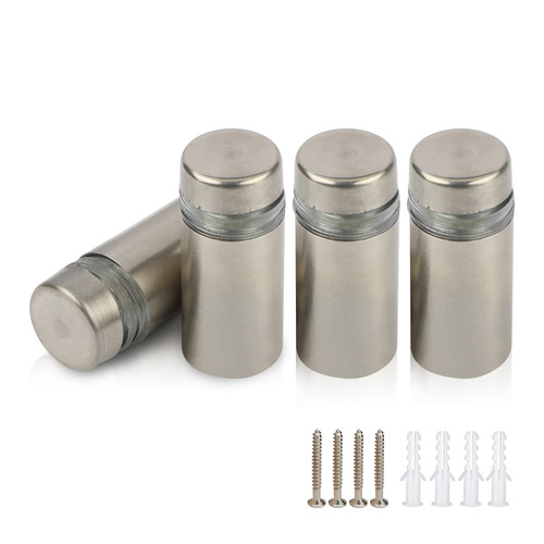 (Set of 4) 1/2'' Diameter X 3/4'' Barrel Length, Hollow Stainless Steel Brushed Finish. Easy Fasten Standoff with (4) 2208Z Screws and (4) LANC1 Anchors for concrete or drywall (For Inside Use Only) [Required Material Hole Size: 3/8'']