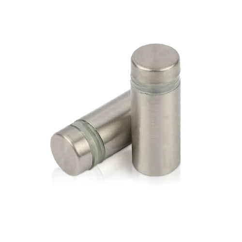 1/2'' Diameter X 1'' Barrel Length, Hollow Stainless Steel Brushed Finish. Easy Fasten Standoff (For Inside Use Only) [Required Material Hole Size: 3/8'']