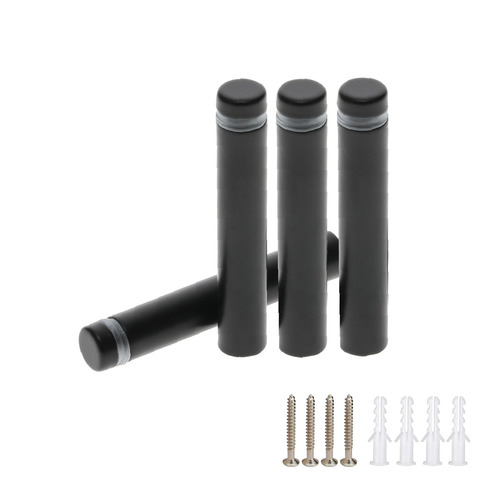 (Set of 4) 1/2'' Diameter X 2-1/2'' Barrel Length,  Hollow Stainless Steel Matte Black Finish. Easy Fasten Standoff with (4) 2208Z Screws and (4) LANC1 Anchors for concrete or drywall (For Inside Use Only) [Required Material Hole Size: 3/8'']