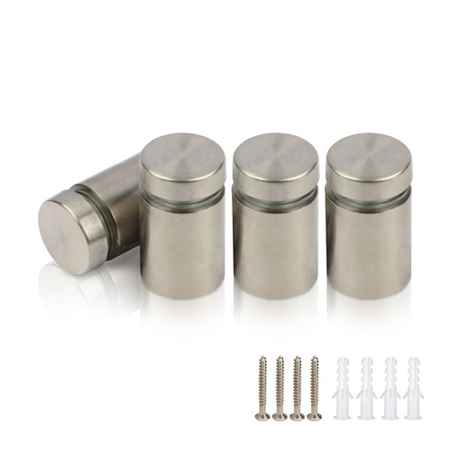 (Set of 4) 5/8'' Diameter X 3/4'' Barrel Length, Hollow Stainless Steel Brushed Finish. Easy Fasten Standoff with (4) 2208Z Screws and (4) LANC1 Anchors for concrete or drywall (For Inside Use Only) [Required Material Hole Size: 7/16'']